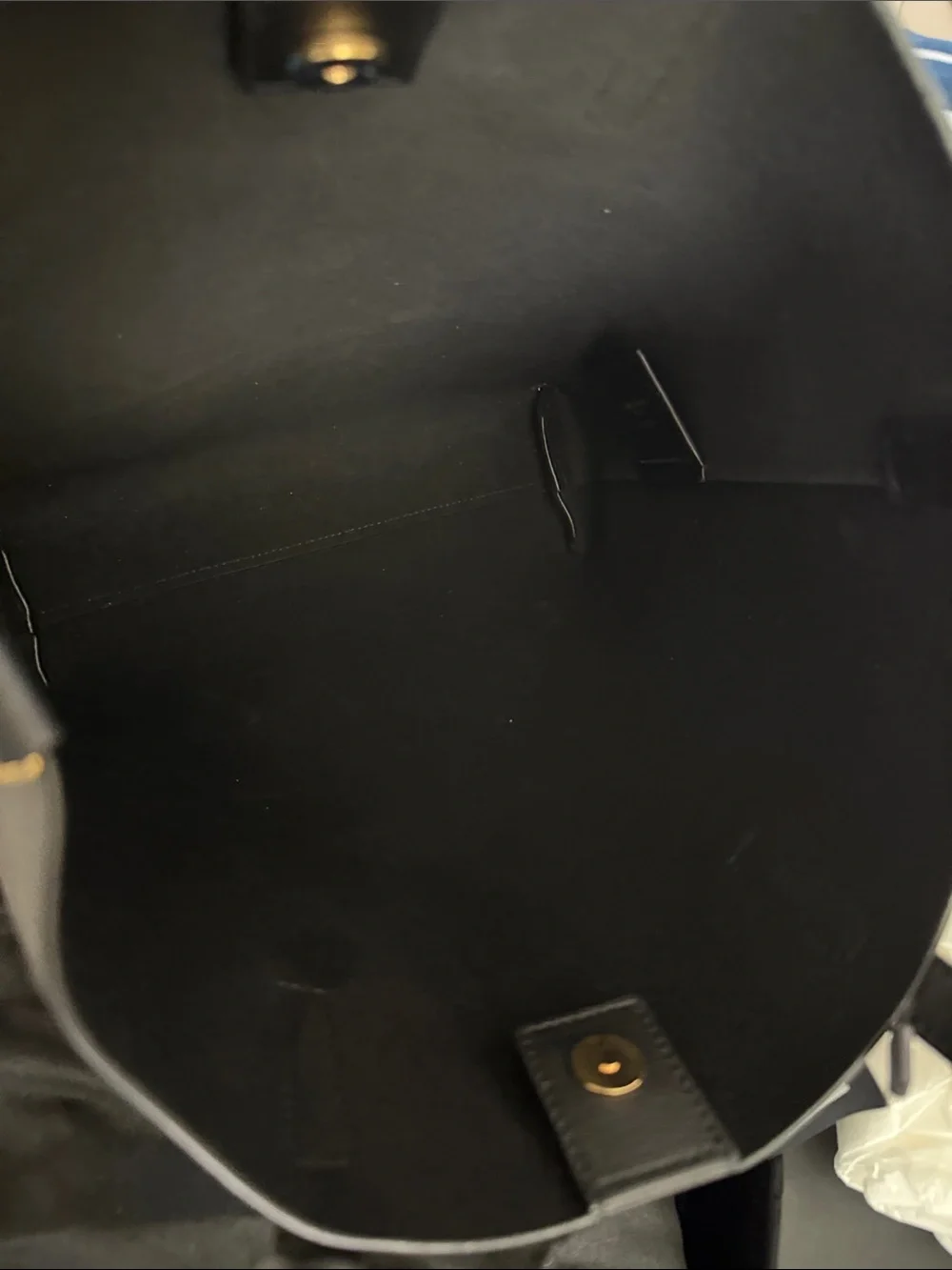 Saint Laurent Black Leather Messenger Tote with Gold Hardware